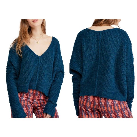 Free People Moonbeam V-Neck Oversized Sweater - Picture 9 of 9